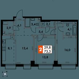 Продажа 3-комн. квартиры, 73,3 м² в ЖК «Сидней Сити (Sydney City)», улица Шеногина, 2, Москва, Россия #2
