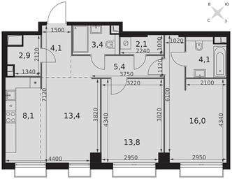 Продажа 3-комн. квартиры, 73,3 м² в ЖК «Сидней Сити (Sydney City)», улица Шеногина, 2, Москва, Россия #4