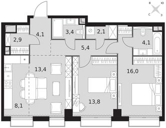 Продажа 3-комн. квартиры, 73,3 м² в ЖК «Сидней Сити (Sydney City)», улица Шеногина, 2, Москва, Россия #3