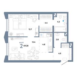 1-BD Apartment Sale, 48.4平方米 at Strana.Ozernaya, Ozyornaya Street, 42с7, Moscow, Russia #4