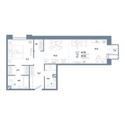 1-BD Apartment Sale, 61.9平方米 at Strana.Ozernaya, Ozyornaya Street, 42с7, Moscow, Russia #4