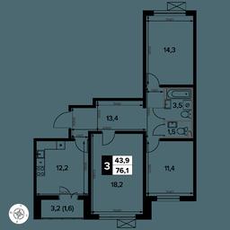 3-BD Apartment Sale, 76.1 sq. m. at Yzhnaya Bitsa, Yuzhnaya Bitsa Residential Complex, posyolok Bittsa, Leninskiy City District, Moscow Region, Russia #2 3-BD Apartment Sale, 76.1 sq. m. at Yzhnaya Bitsa, Yuzhnaya Bitsa Residential Complex, posyolok Bittsa, Leninskiy City District, Moscow Region, Russia #2