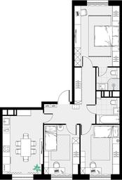 2-BD Apartment Sale, 74.2平方米 at Tsvetochnye Poliany, kvartal № 23, Filimonkovskoye Municipal Formation, Moscow, Russia #3