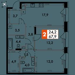 2-BD Apartment Sale, 67.9 sq. m. at The Lake, Snezhnaya Street, 22, Moscow, Russia #2