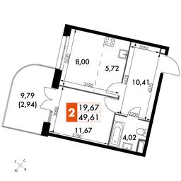 2-BD Apartment Sale, 49.61 sq. m. at Dvizhenie. Govorovo, Центральная улица, 47, деревня Говорово, поселение Московский, Москва, Россия #2 2-BD Apartment Sale, 49.61 sq. m. at Dvizhenie. Govorovo, Центральная улица, 47, деревня Говорово, поселение Московский, Москва, Россия #2