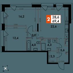 2-BD Apartment Sale, 69.4平方米 at The Lake, Snezhnaya Street, 22, Moscow, Russia #2 2-BD Apartment Sale, 69.4平方米 at The Lake, Snezhnaya Street, 22, Moscow, Russia #2