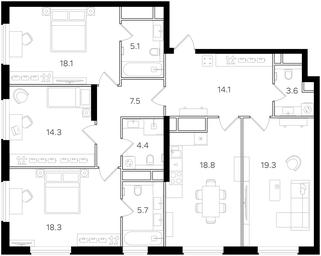 4-BD Apartment Sale, 129.2 sq. m. at Intonatsiya, Schukinskaya Street, 7/9с7, Moscow, Russia #3 4-BD Apartment Sale, 129.2 sq. m. at Intonatsiya, Schukinskaya Street, 7/9с7, Moscow, Russia #3
