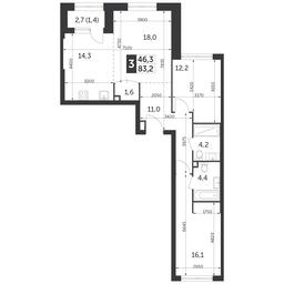 3-BD Apartment Sale, 83.2平方米 at Rezhisser, Vilgelma Pika Street, 3, Moscow, Russia #2 3-BD Apartment Sale, 83.2平方米 at Rezhisser, Vilgelma Pika Street, 3, Moscow, Russia #2