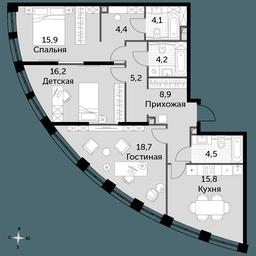3-BD Apartment Sale, 97.3 sq. m. at Sydney City, Shenogina Street, 2, Moscow, Russia #4