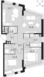 3-BD Apartment Sale, 68.4平方米 at Rotterdam, Varshavskoye Highway, 37Ак1с2, Moscow, Russia #2 3-BD Apartment Sale, 68.4平方米 at Rotterdam, Varshavskoye Highway, 37Ак1с2, Moscow, Russia #2