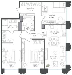 3-BD Apartment Sale, 94.7平方米 at Petrovskiy Park II, Stary Petrovsko-Razumovsky Drive, 1/23, Moscow, Russia #4