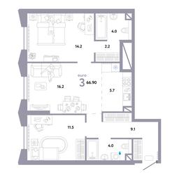 2-BD Apartment Sale, 67.2 sq. m. at Strana.Ozernaya, Ozyornaya Street, 42с7, Moscow, Russia #3