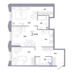 2-BD Apartment Sale, 67.2 sq. m. at Strana.Ozernaya, Ozyornaya Street, 42с7, Moscow, Russia #2