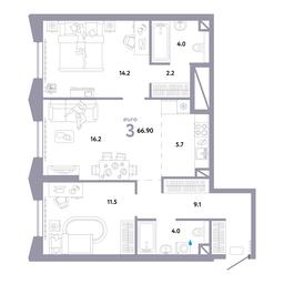 2-BD Apartment Sale, 67.2 sq. m. at Strana.Ozernaya, Ozyornaya Street, 42с7, Moscow, Russia #4
