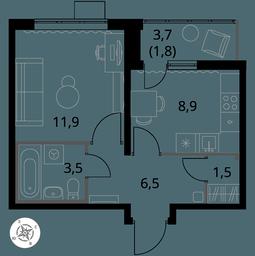 1-BD Apartment Sale, 34.1 sq. m. at Pervy Yuzhny, zhiloy kompleks Pervy Yuzhny, Leninskiy City District, Moscow Region, Russia #3