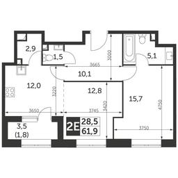 2-BD Apartment Sale, 61.9 sq. m. at Rezhisser, Vilgelma Pika Street, 3, Moscow, Russia #2 2-BD Apartment Sale, 61.9 sq. m. at Rezhisser, Vilgelma Pika Street, 3, Moscow, Russia #2