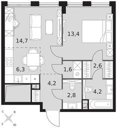 2-BD Apartment Sale, 49.8平方米 at Sydney City, Shenogina Street, 2, Moscow, Russia #3 2-BD Apartment Sale, 49.8平方米 at Sydney City, Shenogina Street, 2, Moscow, Russia #3