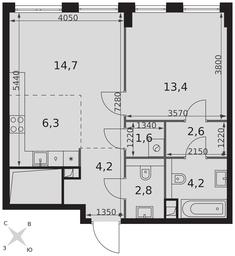 2-BD Apartment Sale, 49.8平方米 at Sydney City, Shenogina Street, 2, Moscow, Russia #4