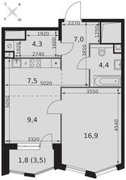 1-BD Apartment Sale, 51.3平方米 at Sydney City, Shenogina Street, 2, Moscow, Russia #4