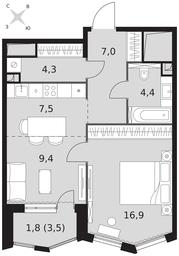 1-BD Apartment Sale, 51.3平方米 at Sydney City, Shenogina Street, 2, Moscow, Russia #3 1-BD Apartment Sale, 51.3平方米 at Sydney City, Shenogina Street, 2, Moscow, Russia #3