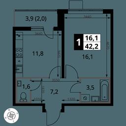 1-BD Apartment Sale, 42.1 sq. m. at Pervy Yuzhny, zhiloy kompleks Pervy Yuzhny, Leninskiy City District, Moscow Region, Russia #2 1-BD Apartment Sale, 42.1 sq. m. at Pervy Yuzhny, zhiloy kompleks Pervy Yuzhny, Leninskiy City District, Moscow Region, Russia #2