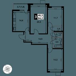 3-BD Apartment Sale, 84.2平方米 at Pervy Yuzhny, zhiloy kompleks Pervy Yuzhny, Leninskiy City District, Moscow Region, Russia #2 3-BD Apartment Sale, 84.2平方米 at Pervy Yuzhny, zhiloy kompleks Pervy Yuzhny, Leninskiy City District, Moscow Region, Russia #2