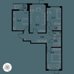 3-BD Apartment Sale, 84.2平方米 at Pervy Yuzhny, zhiloy kompleks Pervy Yuzhny, Leninskiy City District, Moscow Region, Russia #3 3-BD Apartment Sale, 84.2平方米 at Pervy Yuzhny, zhiloy kompleks Pervy Yuzhny, Leninskiy City District, Moscow Region, Russia #3