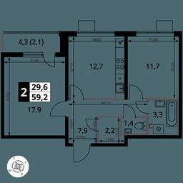 2-BD Apartment Sale, 59.1 sq. m. at Pervy Yuzhny, zhiloy kompleks Pervy Yuzhny, Leninskiy City District, Moscow Region, Russia #2 2-BD Apartment Sale, 59.1 sq. m. at Pervy Yuzhny, zhiloy kompleks Pervy Yuzhny, Leninskiy City District, Moscow Region, Russia #2