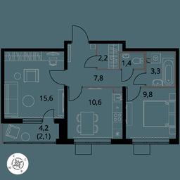 2-BD Apartment Sale, 52.8 sq. m. at Pervy Yuzhny, zhiloy kompleks Pervy Yuzhny, Leninskiy City District, Moscow Region, Russia #3 2-BD Apartment Sale, 52.8 sq. m. at Pervy Yuzhny, zhiloy kompleks Pervy Yuzhny, Leninskiy City District, Moscow Region, Russia #3