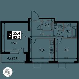 2-BD Apartment Sale, 52.8 sq. m. at Pervy Yuzhny, zhiloy kompleks Pervy Yuzhny, Leninskiy City District, Moscow Region, Russia #4