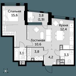 2-BD Apartment Sale, 54.9平方米 at Rotterdam, Varshavskoye Highway, 37Ак1с2, Moscow, Russia #2
