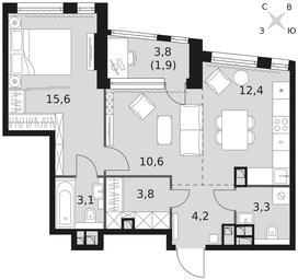 2-BD Apartment Sale, 54.9平方米 at Rotterdam, Varshavskoye Highway, 37Ак1с2, Moscow, Russia #4