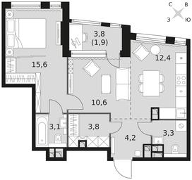 2-BD Apartment Sale, 54.9平方米 at Rotterdam, Varshavskoye Highway, 37Ак1с2, Moscow, Russia #4