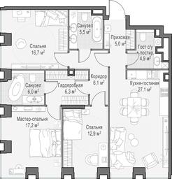 2-BD Apartment Sale, 108.4 sq. m. at Life Time, Sergeya Makeyeva Street, вл11/9с1-10, Moscow, Russia #2 2-BD Apartment Sale, 108.4 sq. m. at Life Time, Sergeya Makeyeva Street, вл11/9с1-10, Moscow, Russia #2