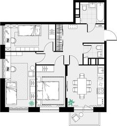 2-BD Apartment Sale, 64.9平方米 at Tsvetochnye Poliany, kvartal № 23, Filimonkovskoye Municipal Formation, Moscow, Russia #3 2-BD Apartment Sale, 64.9平方米 at Tsvetochnye Poliany, kvartal № 23, Filimonkovskoye Municipal Formation, Moscow, Russia #3