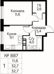 Продажа квартиры, 32,7 м² в ЖК «Цветочные Поляны», квартал № 23, поселение Филимонковское, Москва, Россия #2 Продажа квартиры, 32,7 м² в ЖК «Цветочные Поляны», квартал № 23, поселение Филимонковское, Москва, Россия #2