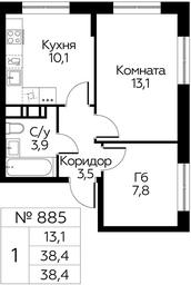 Apartment Sale, 38.4 sq. m. at Tsvetochnye Poliany, kvartal № 23, Filimonkovskoye Municipal Formation, Moscow, Russia #2 Apartment Sale, 38.4 sq. m. at Tsvetochnye Poliany, kvartal № 23, Filimonkovskoye Municipal Formation, Moscow, Russia #2