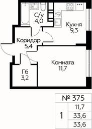 Apartment Sale, 33.6 sq. m. at Tsvetochnye Poliany, kvartal № 23, Filimonkovskoye Municipal Formation, Moscow, Russia #2