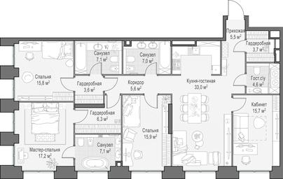 3-BD Apartment Sale, 149.1 sq. m. at Life Time, Sergeya Makeyeva Street, вл11/9с1-10, Moscow, Russia #2