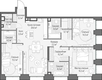 2-BD Apartment Sale, 119.3平方米 at Life Time, Sergeya Makeyeva Street, вл11/9с1-10, Moscow, Russia #4