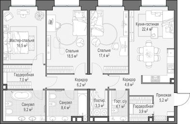 2-BD Apartment Sale, 127.6平方米 at Life Time, Sergeya Makeyeva Street, вл11/9с1-10, Moscow, Russia #4
