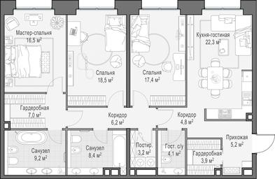 2-BD Apartment Sale, 127.6 sq. m. at Life Time, Sergeya Makeyeva Street, вл11/9с1-10, Moscow, Russia #4