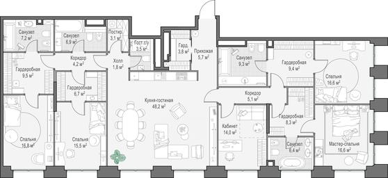 4-BD Apartment Sale, 219.4 sq. m. at Life Time, Sergeya Makeyeva Street, вл11/9с1-10, Moscow, Russia #3