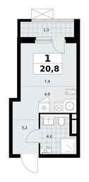 Apartment Sale, 20.8平方米 at Prokshino, Prokshino Residential Complex, Sosenskoye Settlement, Moscow, Russia #4