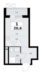 Apartment Sale, 20.6平方米 at Prokshino, Prokshino Residential Complex, Sosenskoye Settlement, Moscow, Russia #4