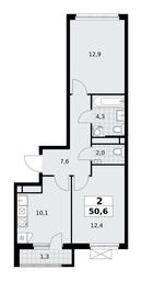 1-BD Apartment Sale, 50.6 sq. m. at Prokshino, Prokshino Residential Complex, Sosenskoye Settlement, Moscow, Russia #4
