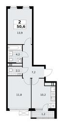 1-BD Apartment Sale, 50.6 sq. m. at Prokshino, Prokshino Residential Complex, Sosenskoye Settlement, Moscow, Russia #3