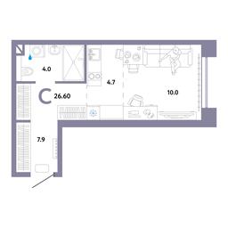 Apartment Sale, 26.6平方米 at Strana.Ozernaya, Ozyornaya Street, 42с7, Moscow, Russia #3