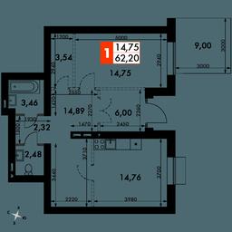 2-BD Apartment Sale, 63.9 sq. m. at Zhavoronki Club, zhiloy kompleks Akkord Smart-kvartal, Mitkino Village, Odintsovskiy City District, Moscow Region, Russia #4