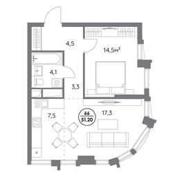 2-BD Apartment Sale, 51.2 sq. m. at Dom56, Fridrikha Engelsa Street, 56с1, Moscow, Russia #3 2-BD Apartment Sale, 51.2 sq. m. at Dom56, Fridrikha Engelsa Street, 56с1, Moscow, Russia #3